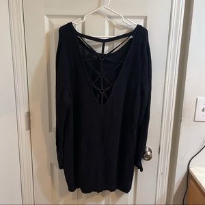 Knit lattice back sweater